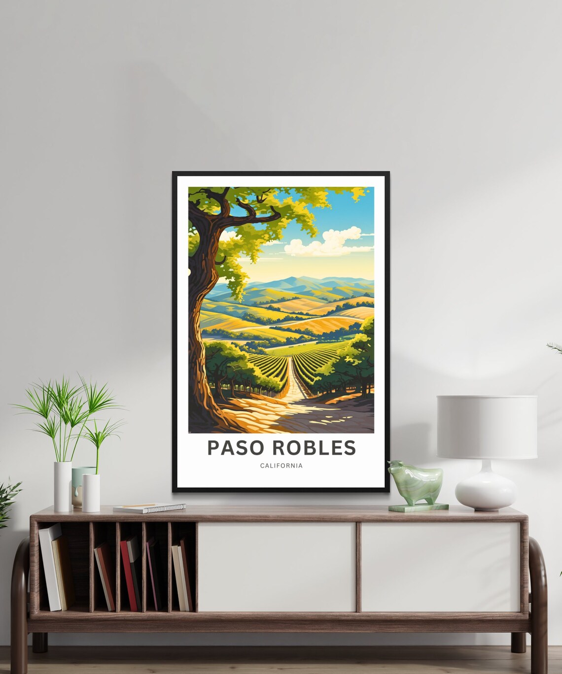 Paso Robles California Vineyard Hills Wine Country Travel Poster - Image 2
