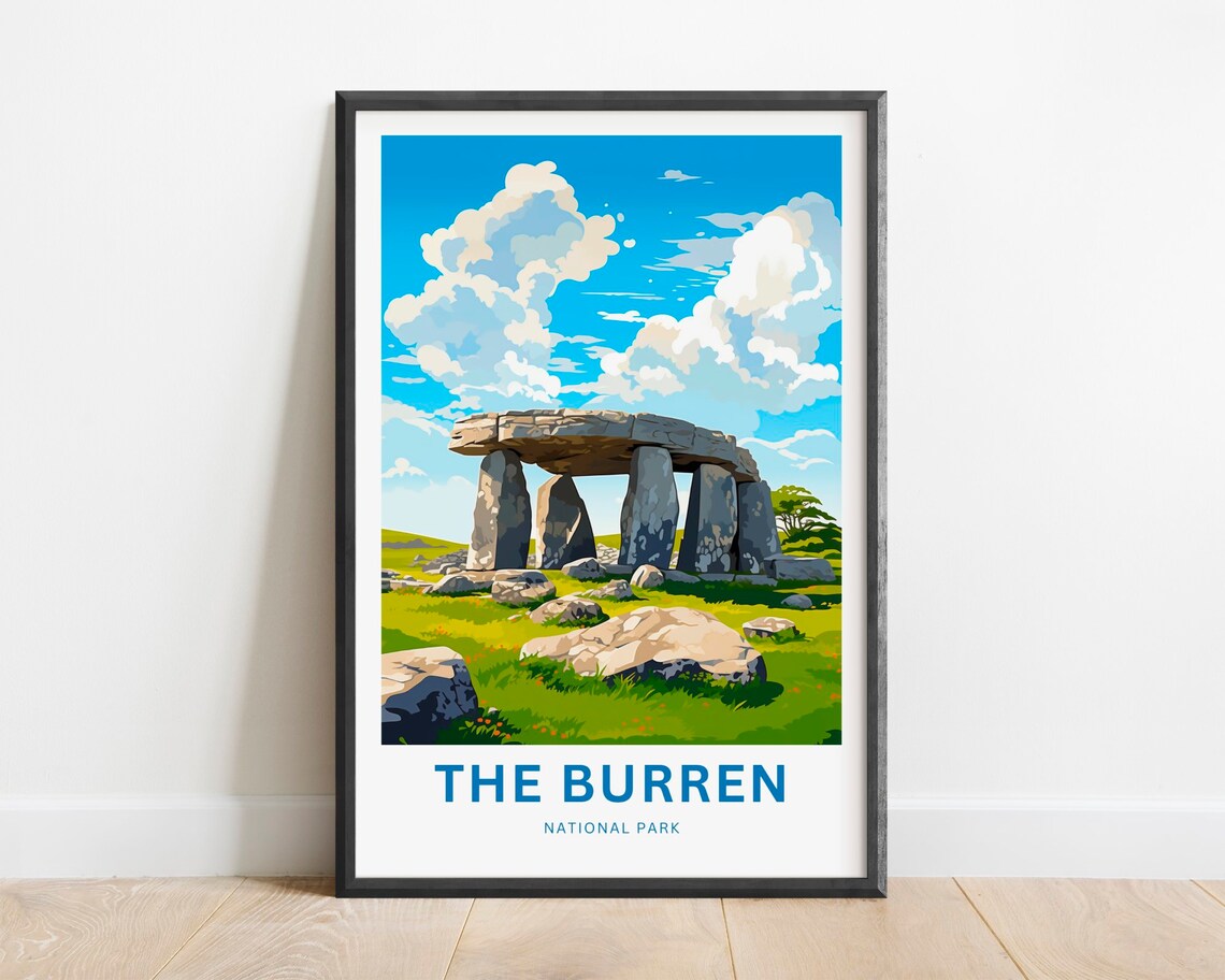 The Burren National Park Ireland Poulnabrone Dolmen Stone Travel Poster