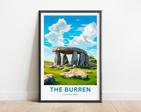 The Burren National Park Ireland Poulnabrone Dolmen Stone Travel Poster
