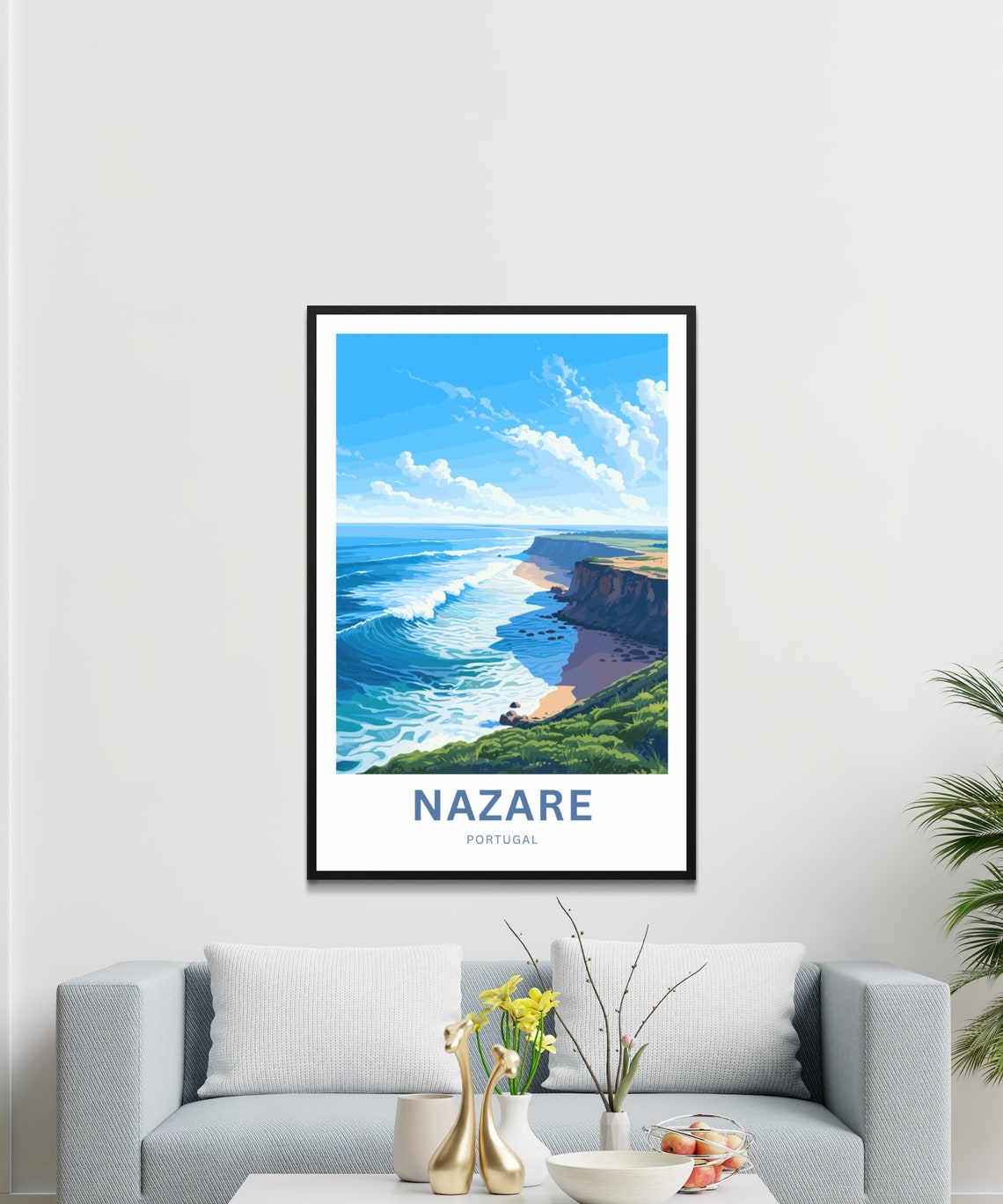 Nazare Portugal Cliff Coast Giant Wave Surf Break Scene Poster - Image 3