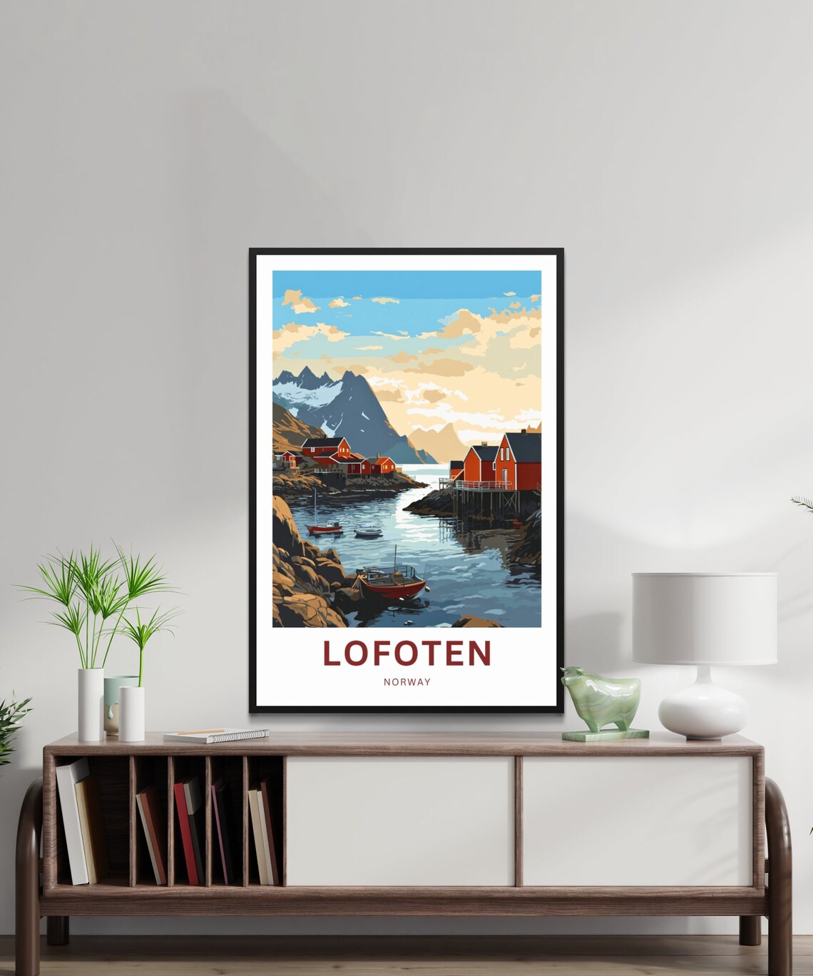 Lofoten Norway Harbor Boats Rocky Coast Mountains Personalized Poster - Image 2