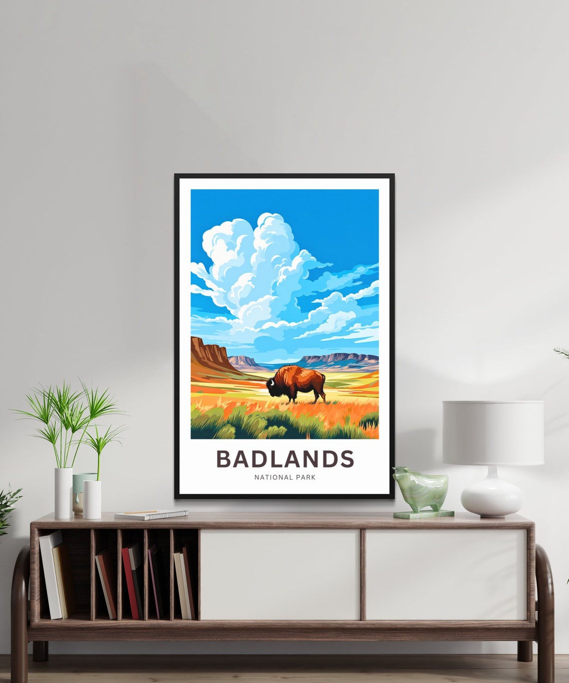 Badlands National Park Bison Grazing Prairie Retro Travel Poster - Image 2