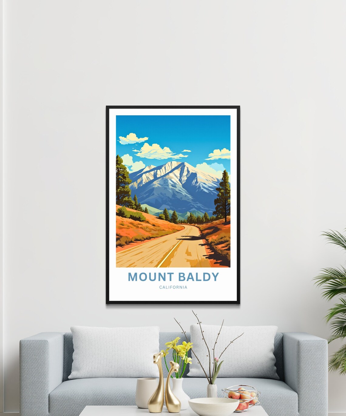 Mount Baldy California Curving Desert Road Snowy Peak Poster - Image 3