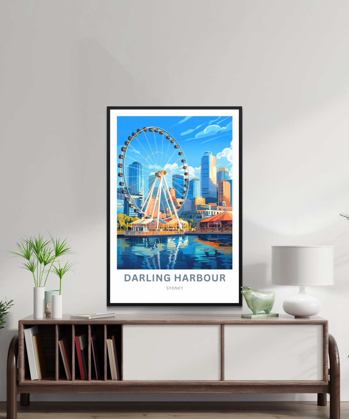 Personalized Darling Harbour Sydney Ferris Wheel Scene Poster - Image 2