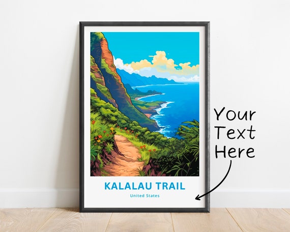 Personalized Kalalau Trail Travel Print Kalalau Trail Poster United States Wall Art Framed Present Gift United States Present