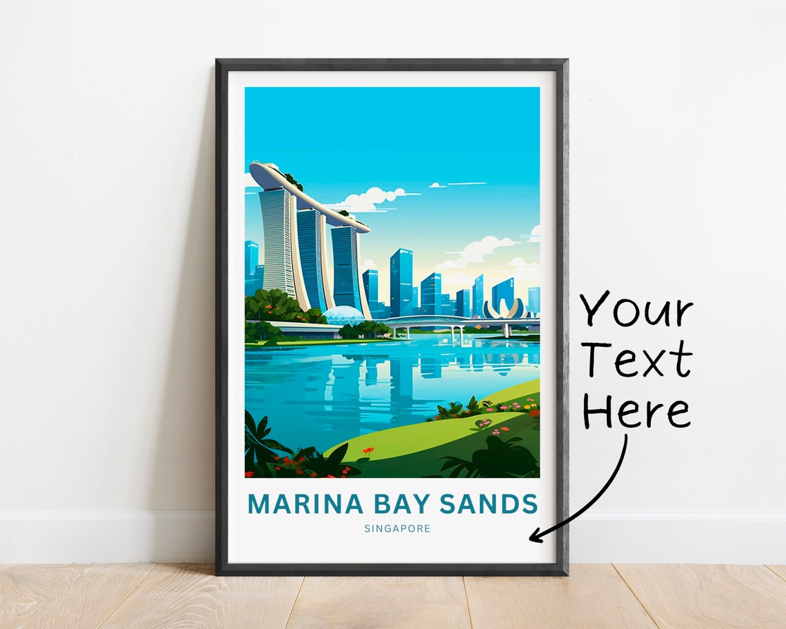 Personalized Marina Bay Sands Singapore Skyline Custom Travel Poster