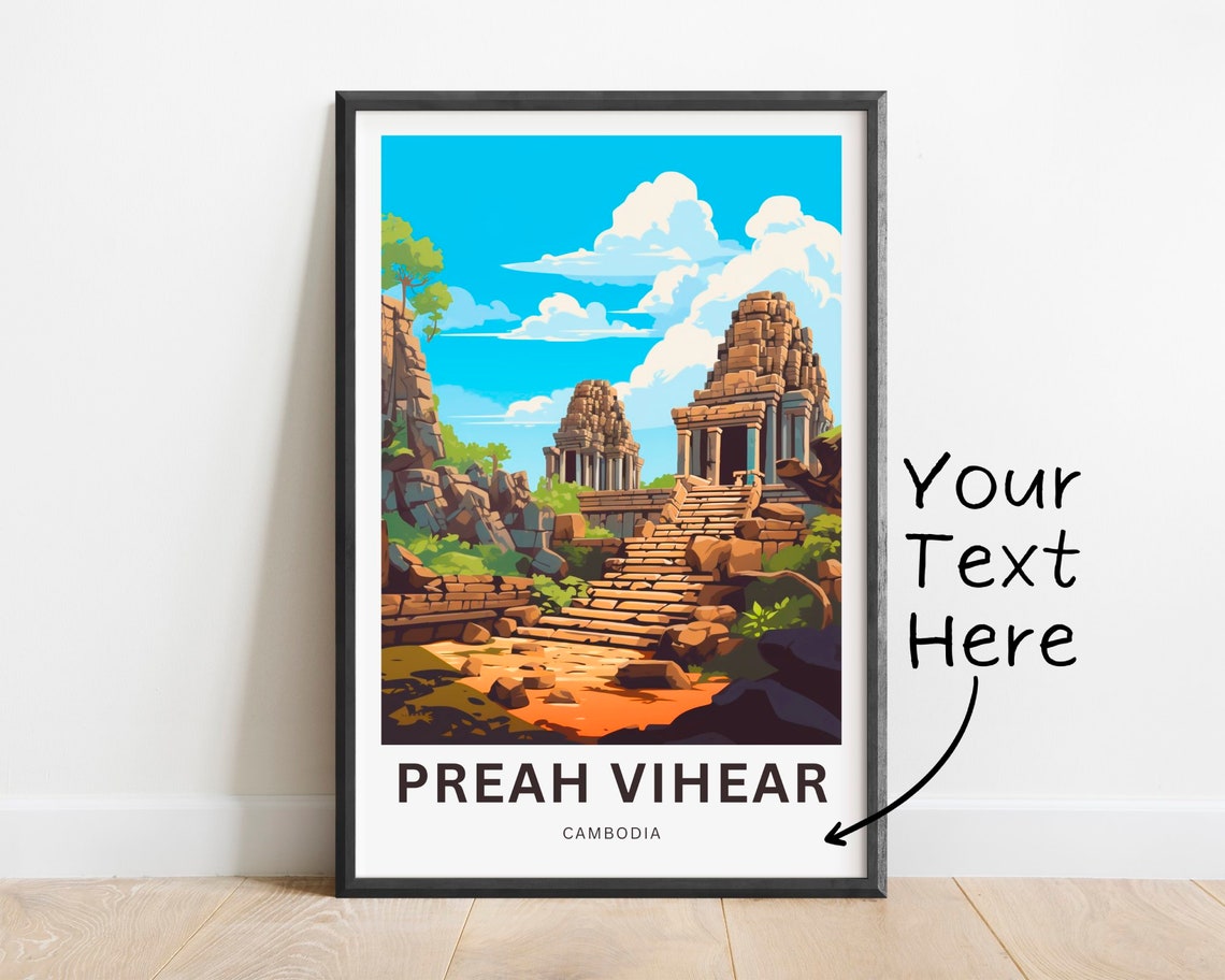 Preah Vihear Cambodia Personalized Ancient Temple Travel Poster
