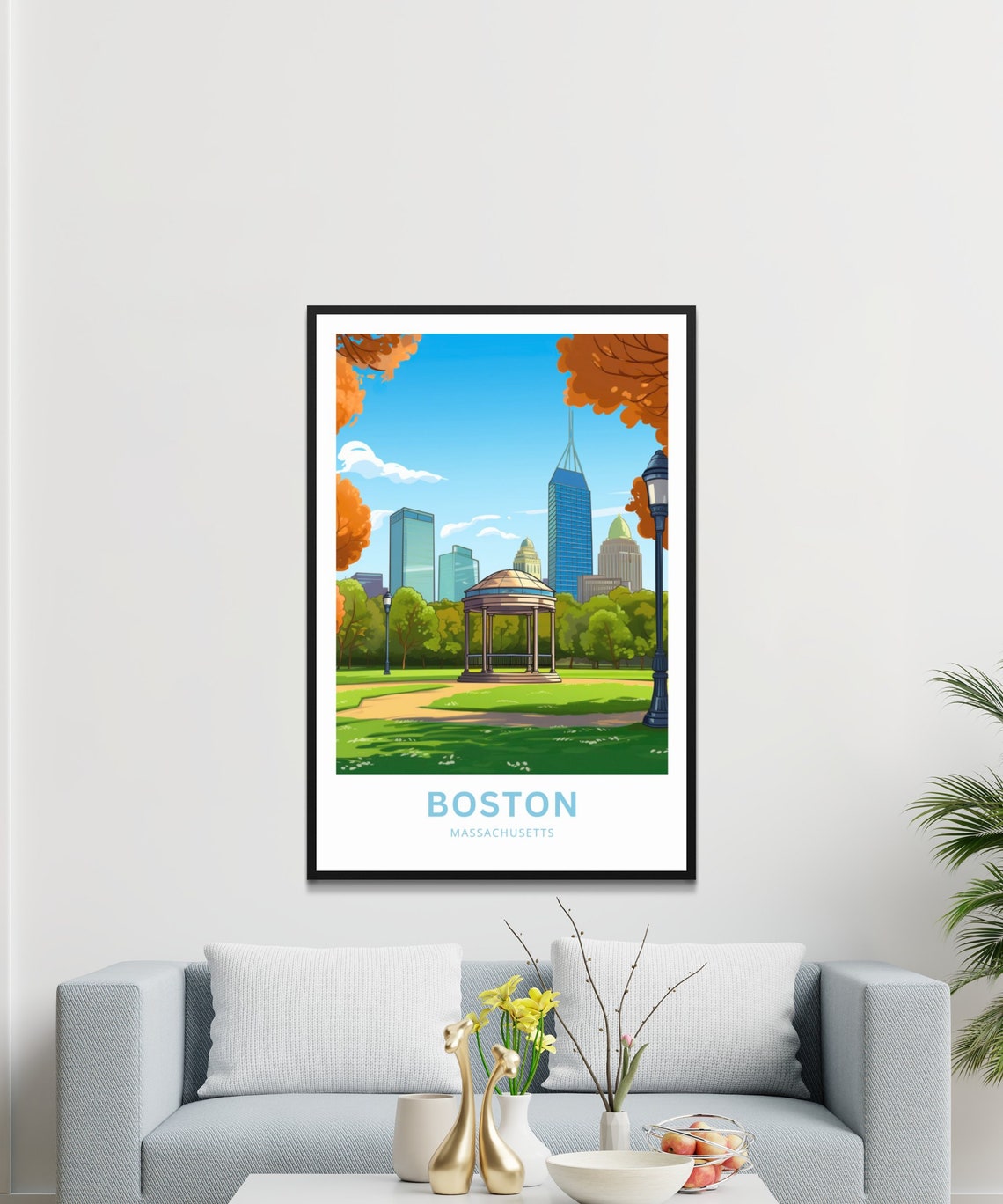 Boston Massachusetts Common Gazebo Skyline Personalized Travel Poster - Image 3