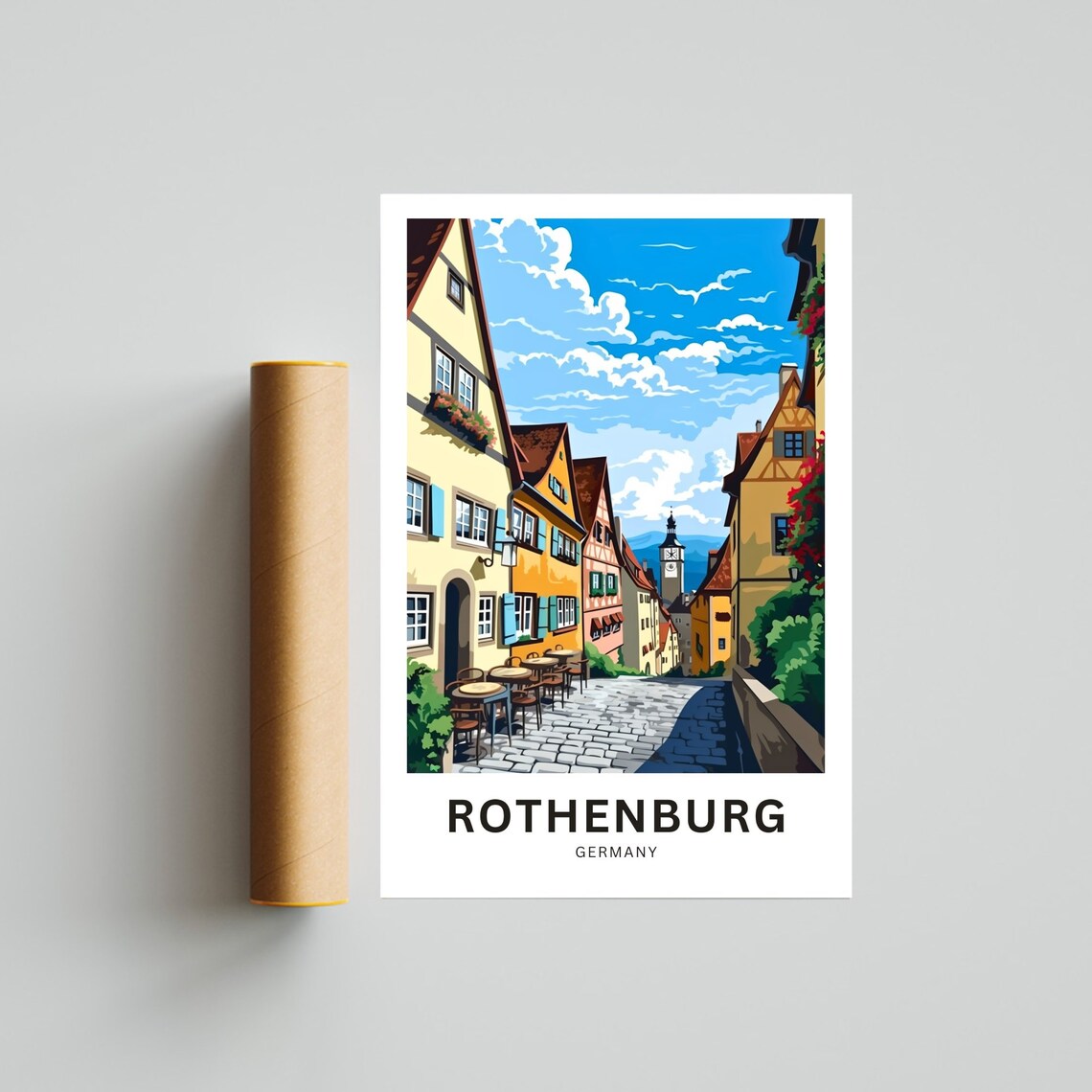 Rothenburg Germany Cobblestone Old Town Medieval Street Travel Poster - Image 4