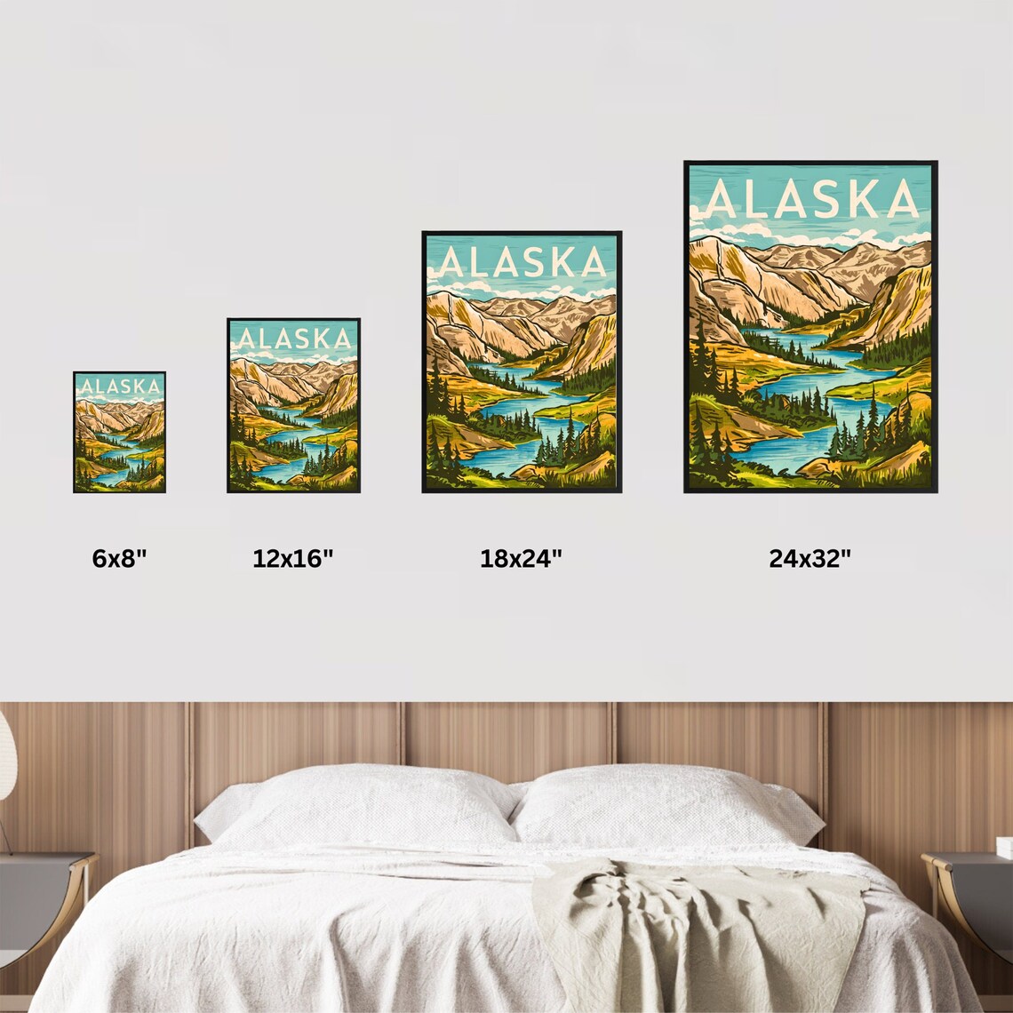 Alaska Mountain Valley River Wilderness Landscape Travel Poster - Image 4