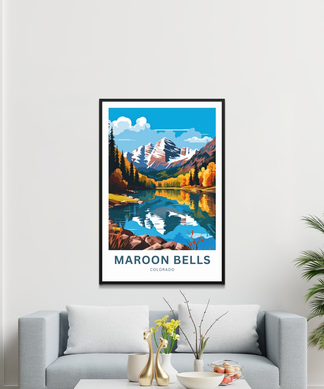 Maroon Bells Colorado Personalized Lake Mirror Reflection Poster - Image 2