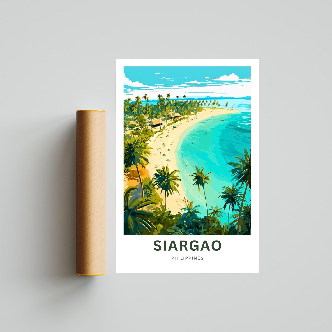 Siargao Philippines Tropical Surf Beach Palm Trees Travel Poster - Image 4