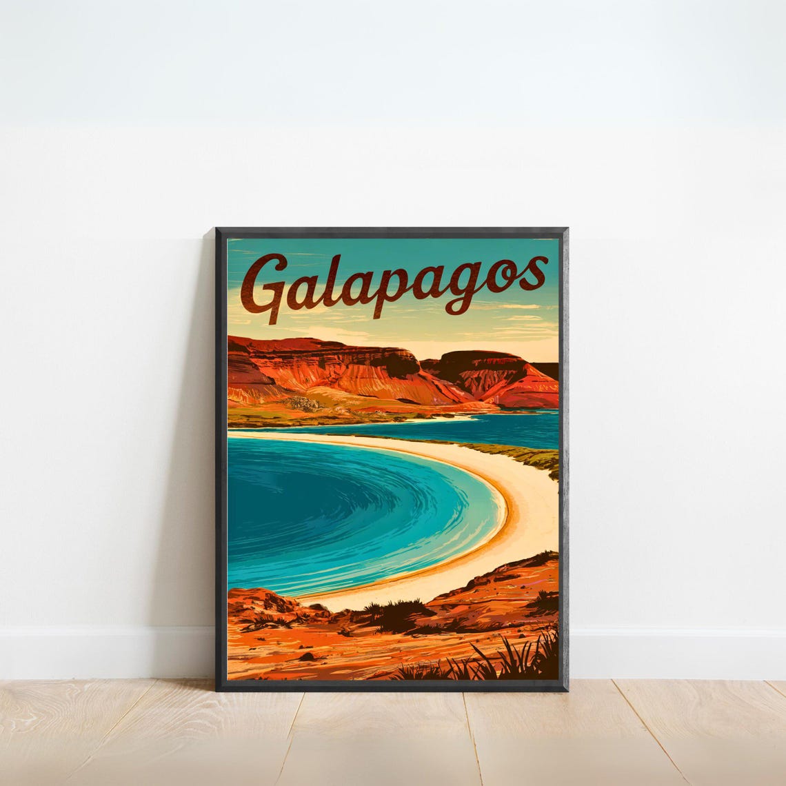 Galapagos Vintage Travel Poster Galapagos Print Ecuador Wall Art Framed Present Gift Pacific Ocean Present