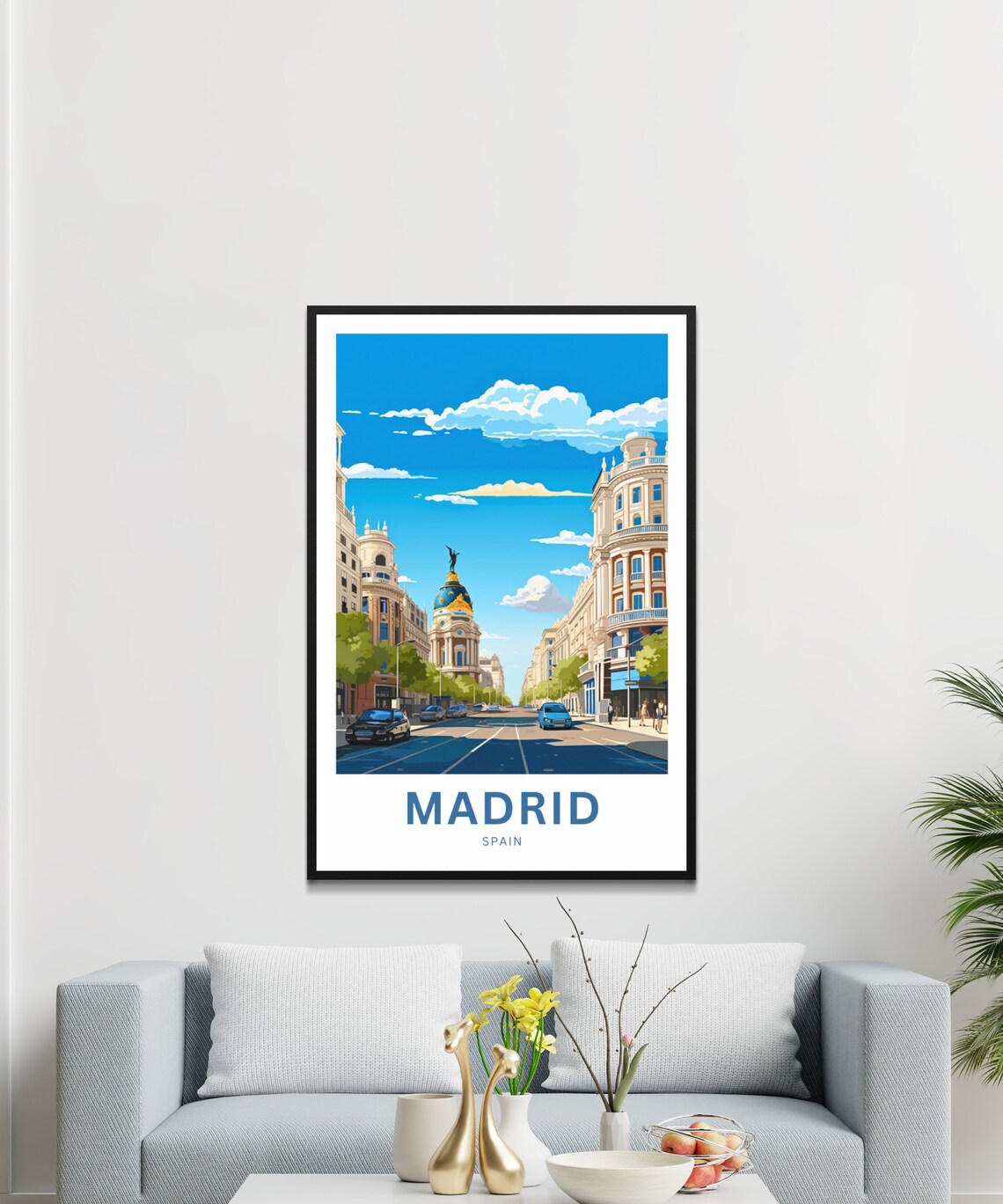 Madrid Spain Gran Via Boulevard Cityscape Illustration Poster - Image 3