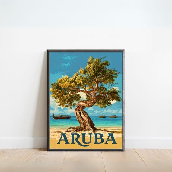Caribbean Wall Art Print Aruba Minimalist Travel Decor