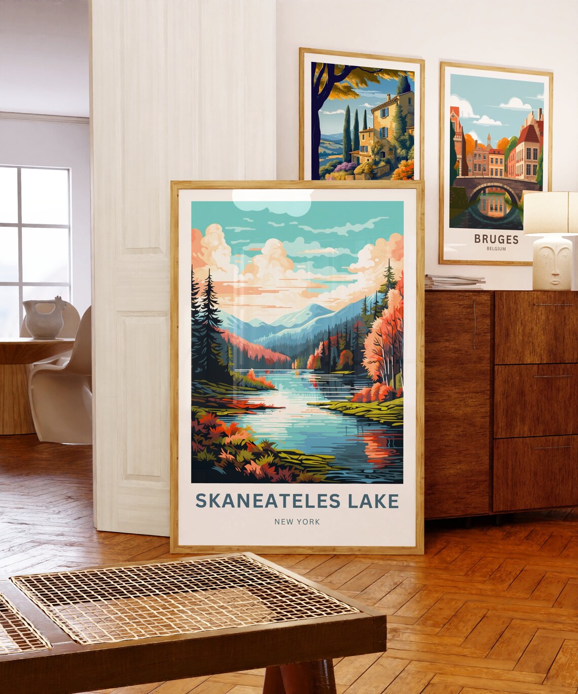 Skaneateles Lake New York Autumn Shore Personalized Travel Poster - Image 5