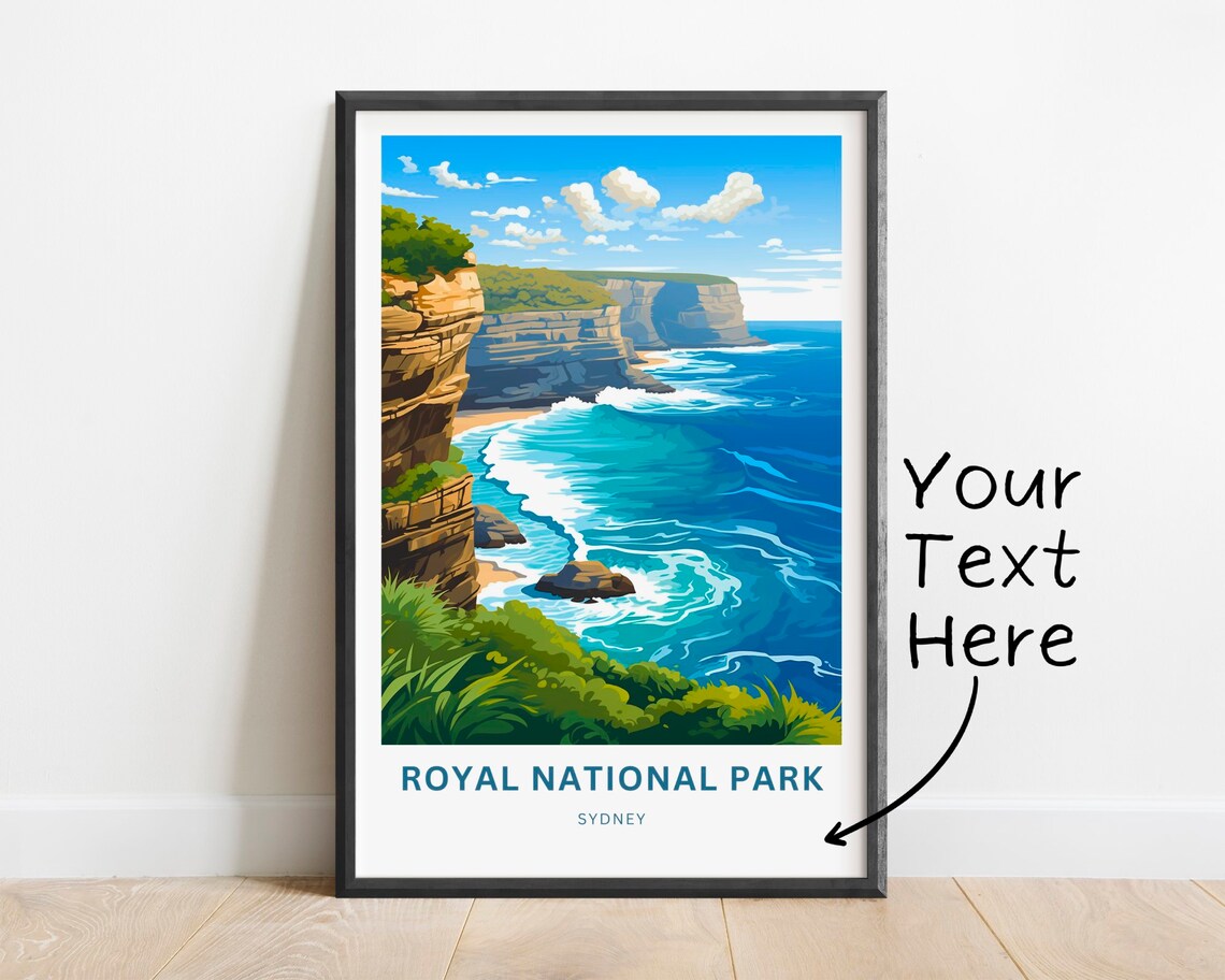 Royal National Park Sydney Turquoise Waves Custom Travel Poster