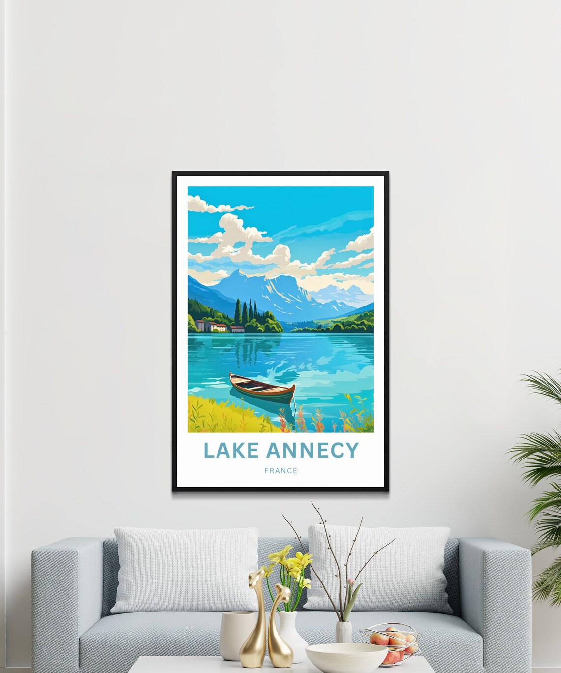 Lake Annecy Travel Print Lake Annecy Poster France Wall Art Framed Present Gift France Present - Image 2