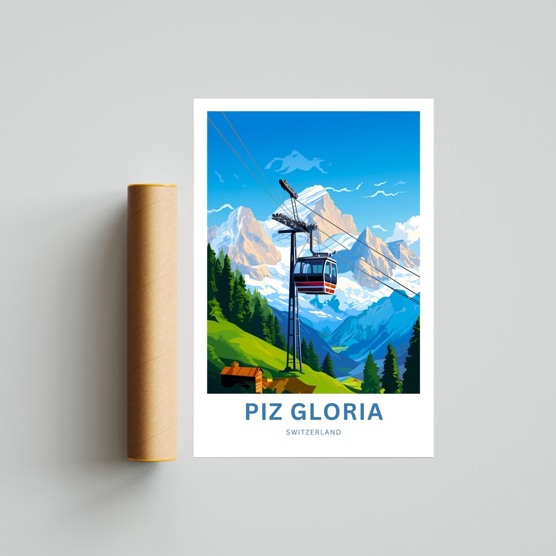 Piz Gloria Switzerland Cable Car Gondola Over Alpine Valley Poster - Image 4