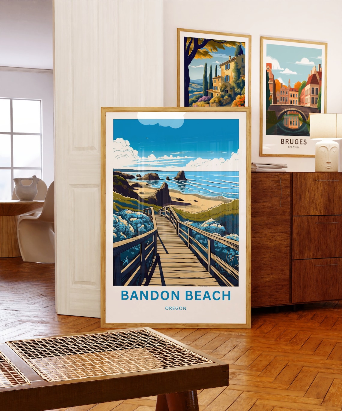 Bandon Beach Oregon Sea Stacks Boardwalk Vintage Travel Poster - Image 5