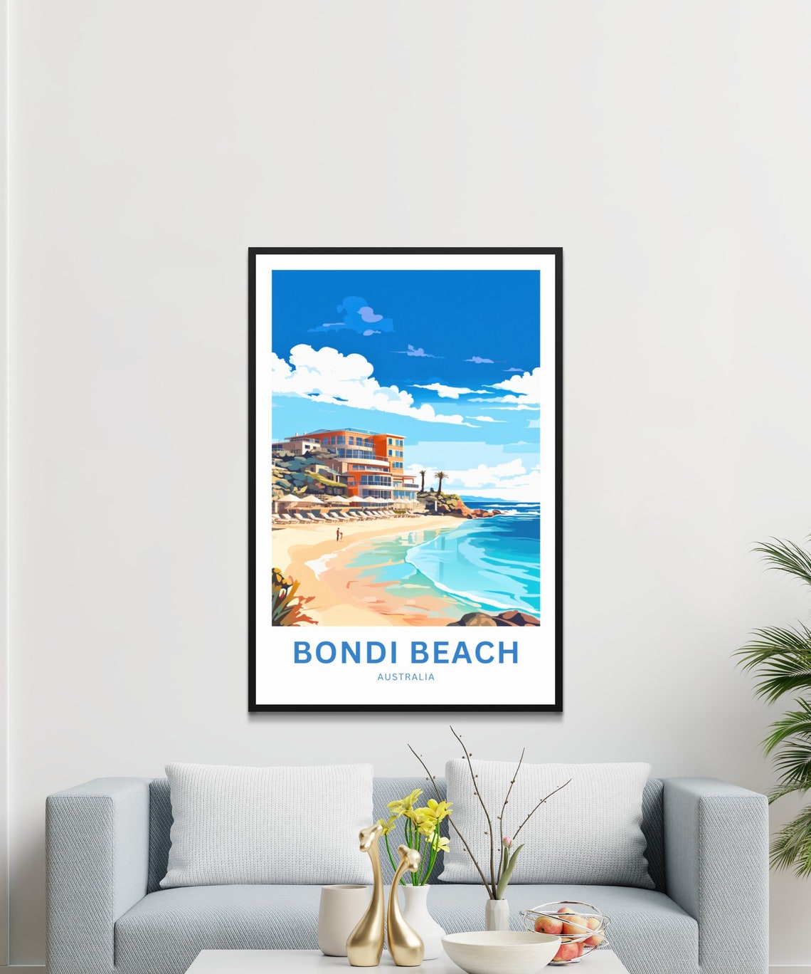 Bondi Beach Australia Hotel Poolside Terrace Custom Text Poster - Image 3
