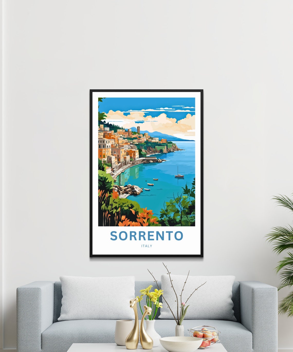 Sorrento Italy Customizable Bay Sailboats Modern Travel Poster - Image 3
