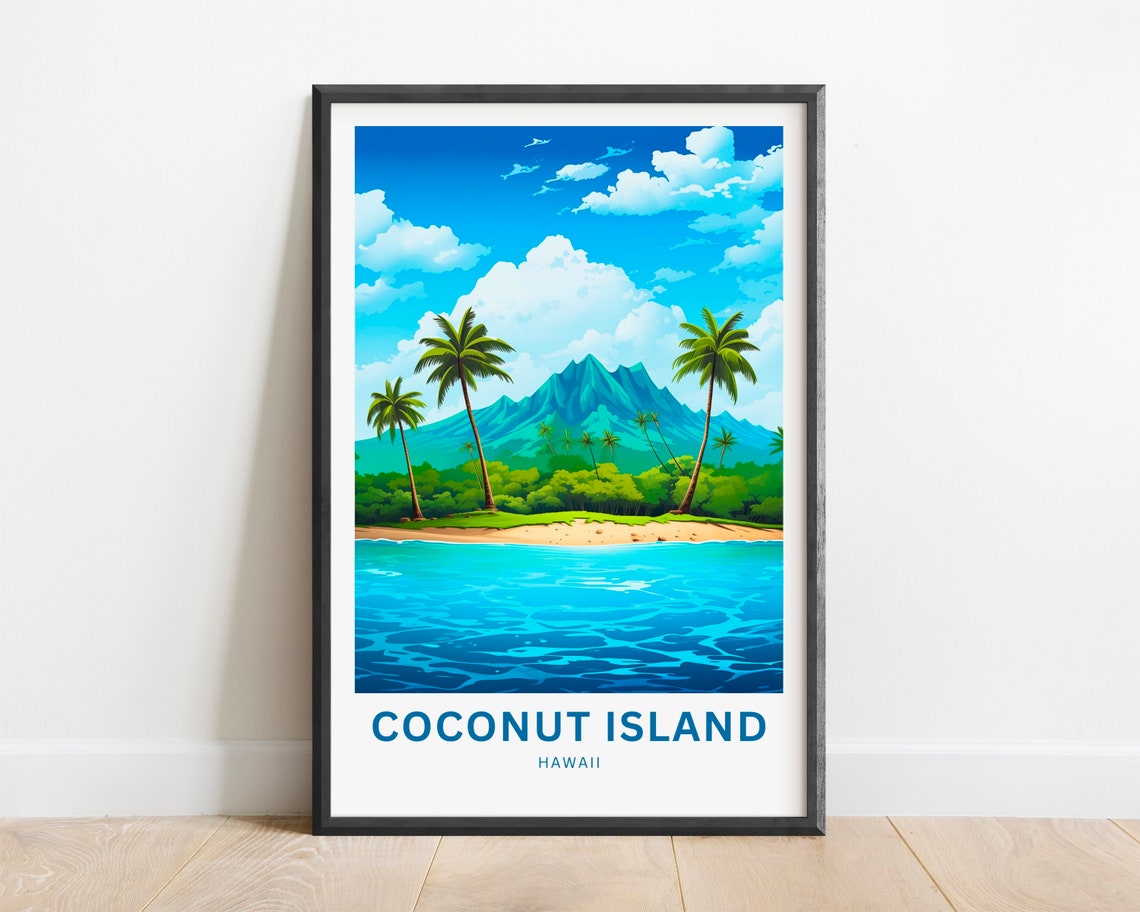 Personalized Coconut Island Hawaii Palm Beach Custom Travel Poster - Image 2