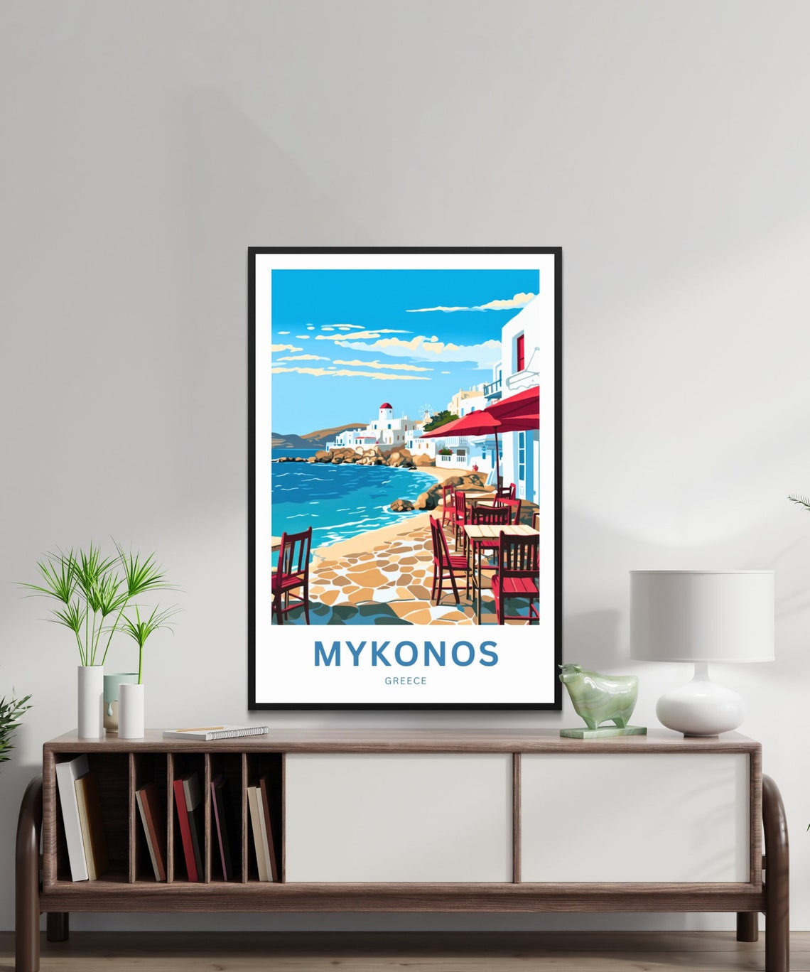 Mykonos Greece Seaside Taverna Personalized Custom Travel Poster - Image 2