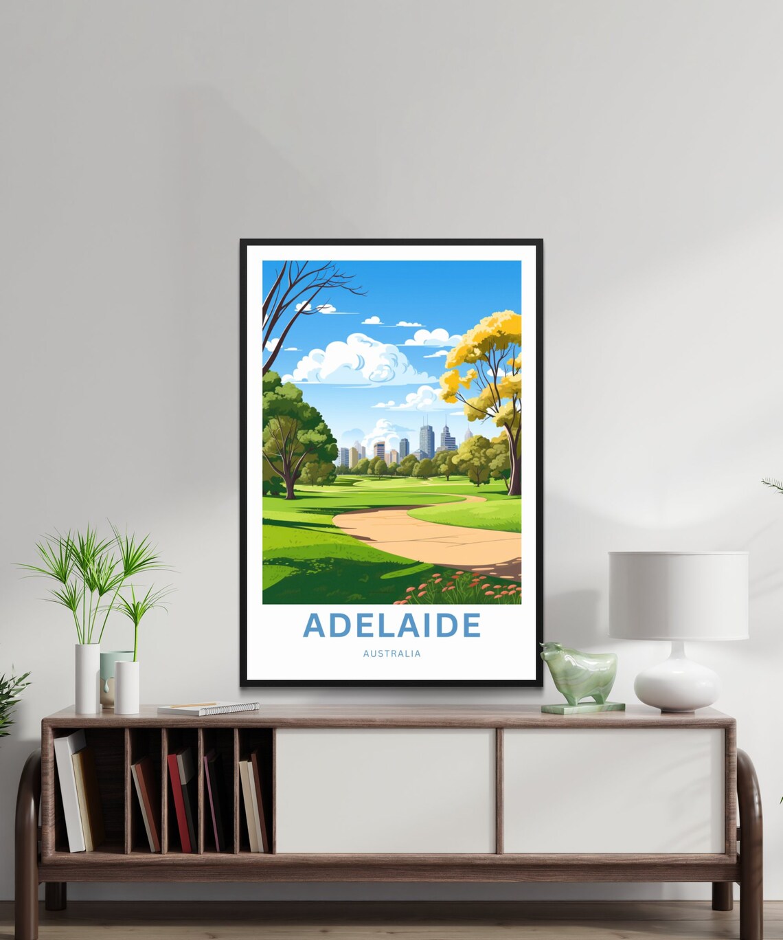 Adelaide Australia City Park Vintage Travel Poster Green Pathway Art - Image 2
