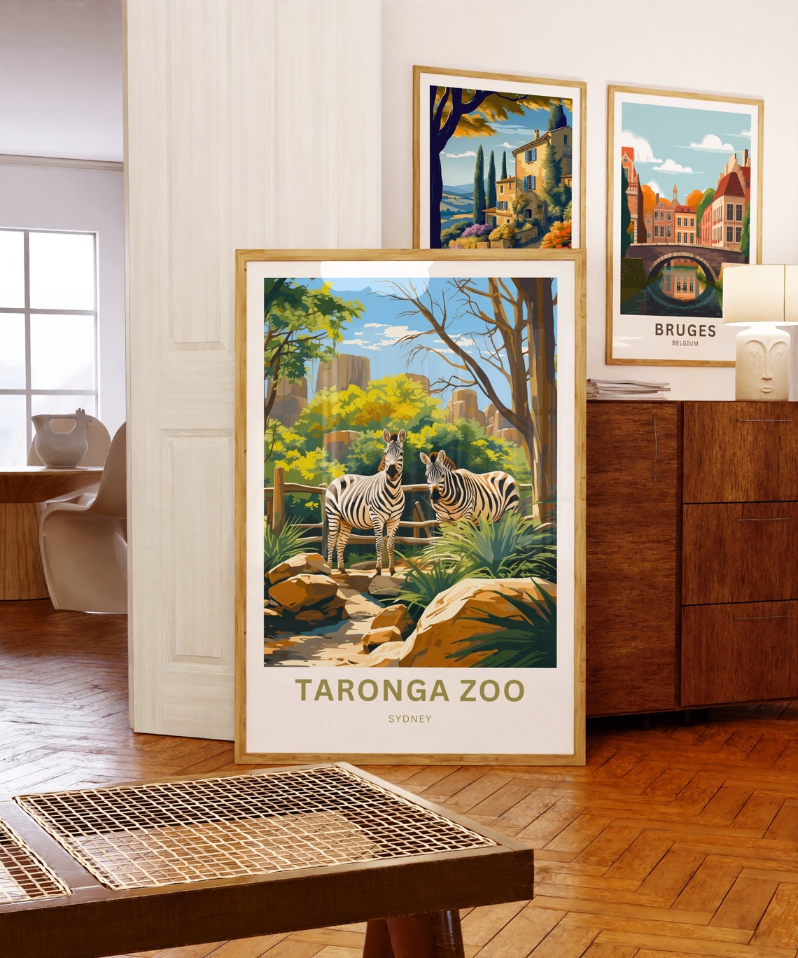 Taronga Zoo Sydney Two Zebras Among Rocks Travel Print Artwork - Image 5