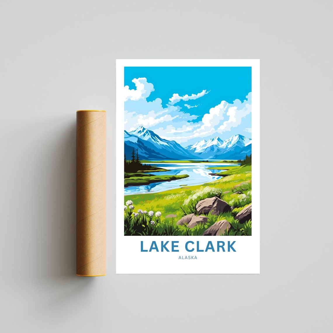 Lake Clark Alaska National Park Alpine Meadow Summer Wildflower Poster - Image 4