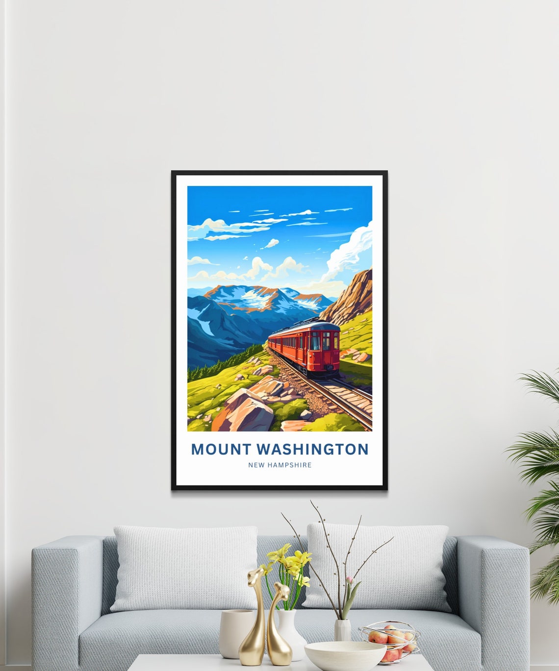 Mount Washington Red Railcar Alpine Summit Personalized Travel Poster - Image 3