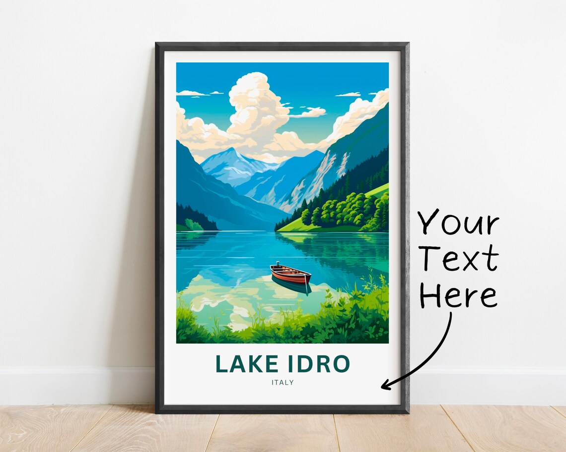 Personalized Lake Idro Italy Vintage Travel Alpine Lake Boat Poster
