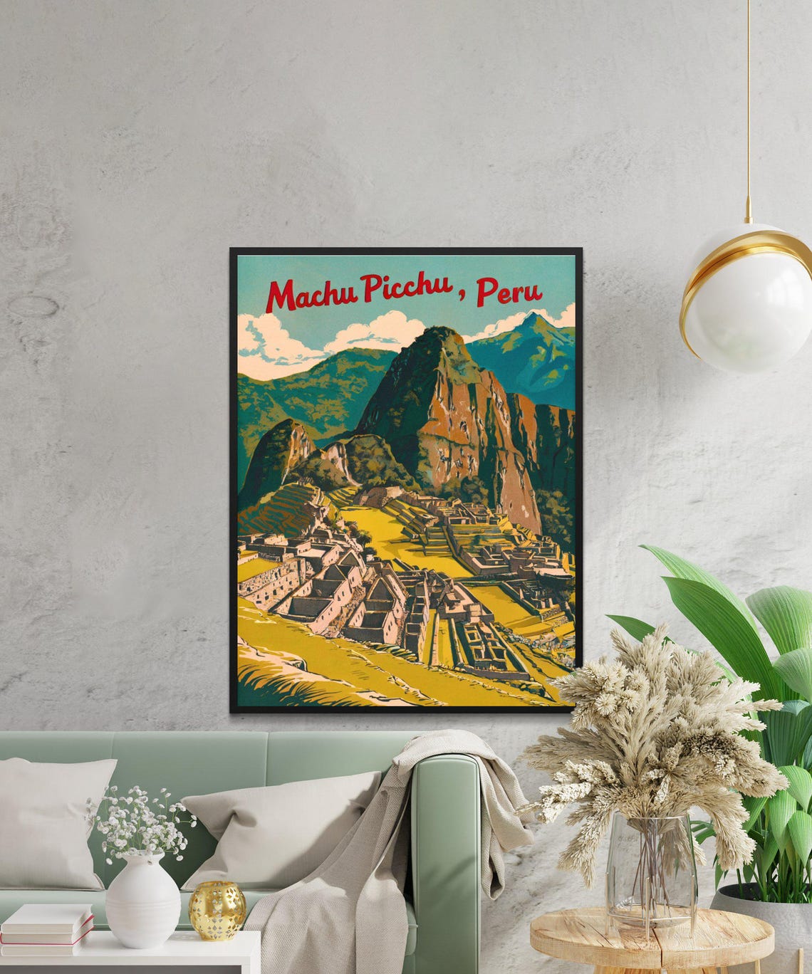 Machu Picchu Peru Ruins Valley Script Lettering Travel Poster - Image 3