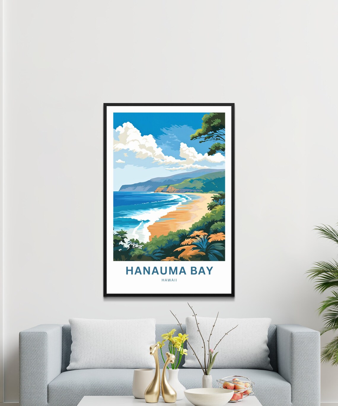 Hanauma Bay Hawaii Turquoise Ocean Beach Waves Travel Poster - Image 3