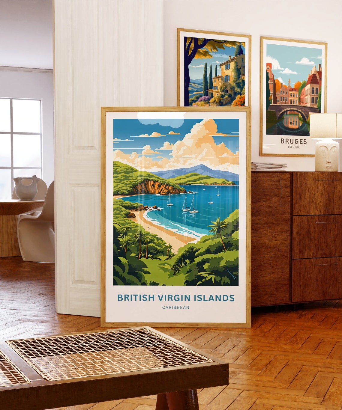 British Virgin Islands Caribbean Green Hills Bay Travel Poster - Image 5