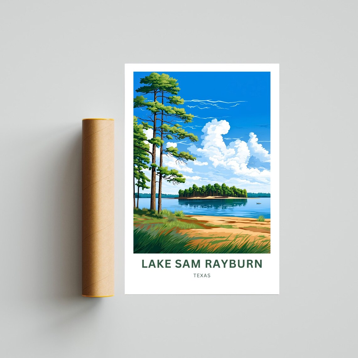 Lake Sam Rayburn Texas Pine Lake Island Personalized Travel Poster - Image 4