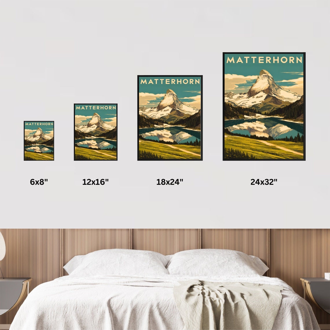 Matterhorn Green Valley Trail Mirror Lake Snow Summit Vintage Poster - Image 4