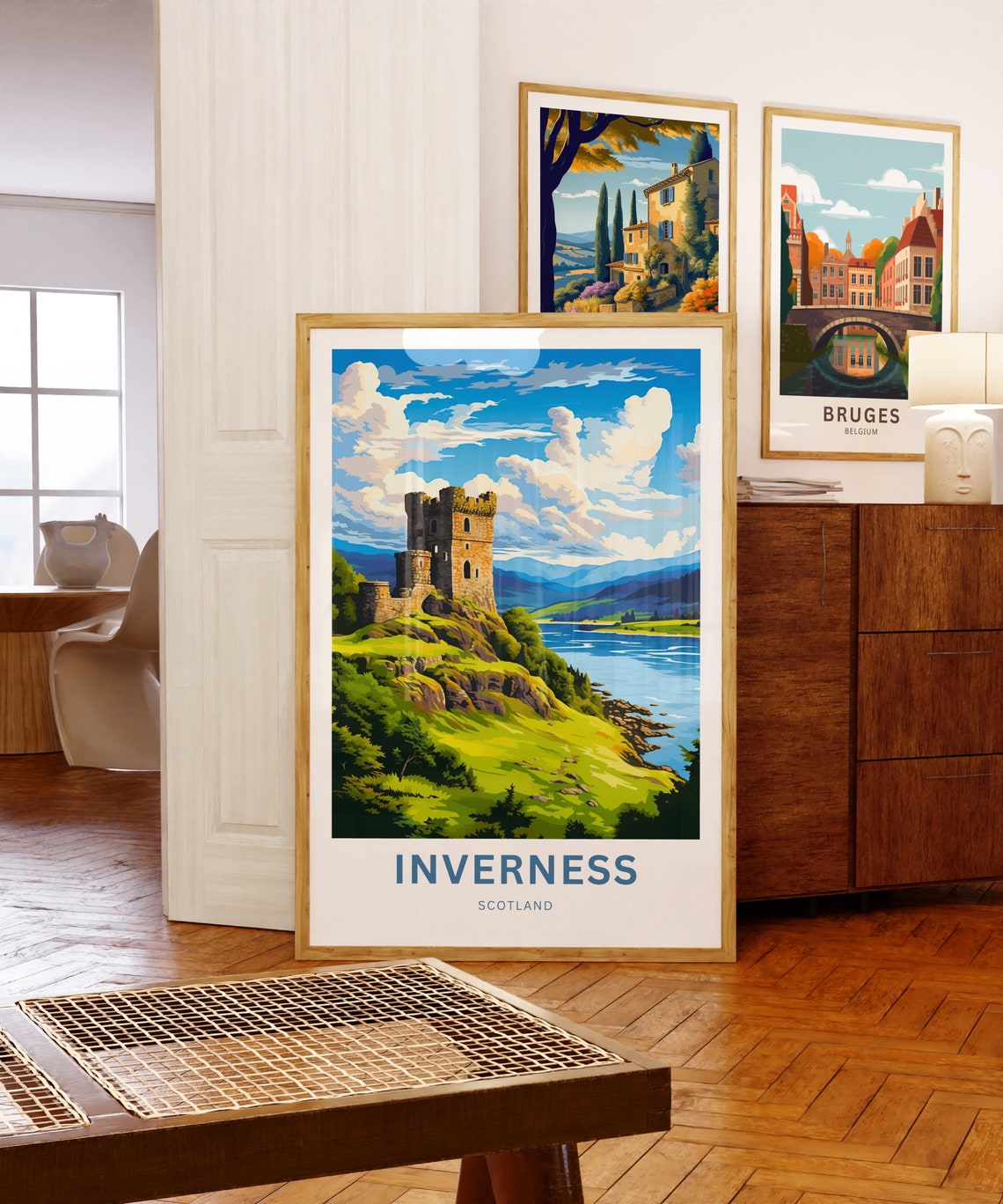 Inverness Scotland Castle Tower River Hillside Scenic Poster - Image 5