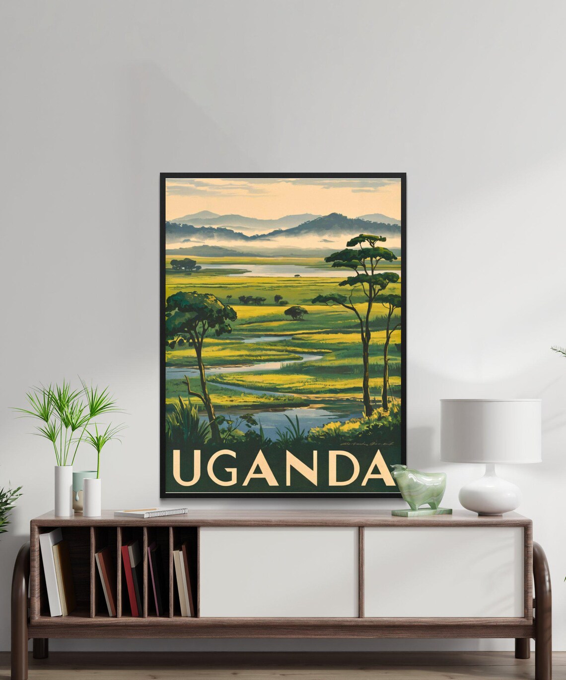 Uganda East Africa Wetland Savanna Serene Landscape Travel Poster - Image 2