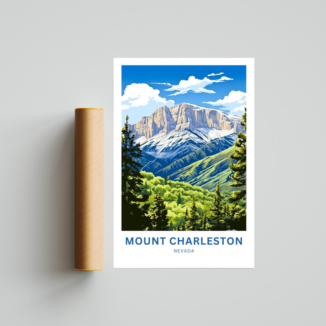 Personalized Mount Charleston Nevada Snow Peak Forest View Poster - Image 4