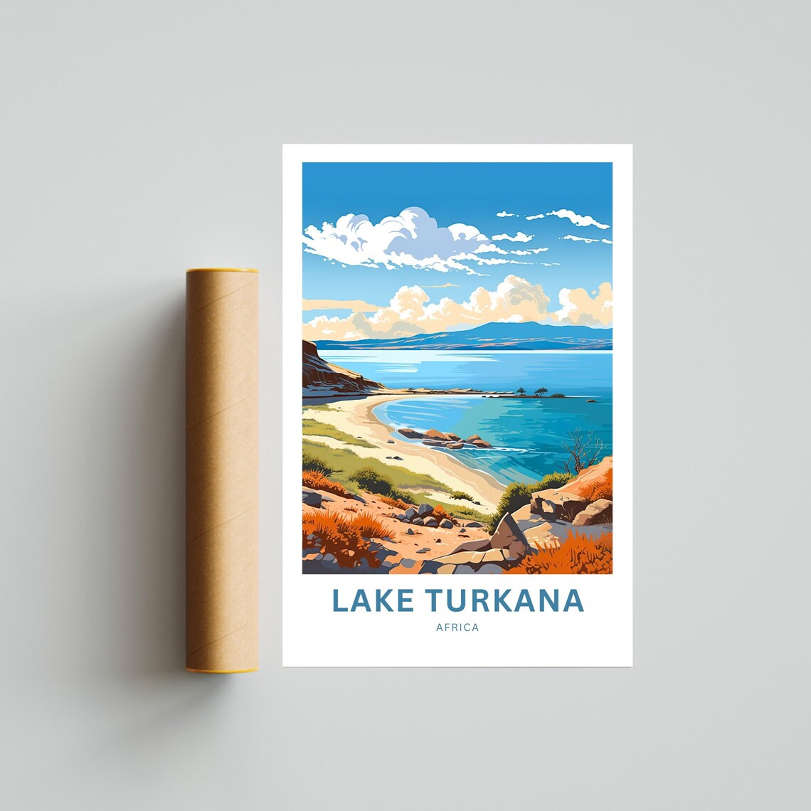 Lake Turkana Africa Desert Shoreline Turquoise Water Travel Poster - Image 2