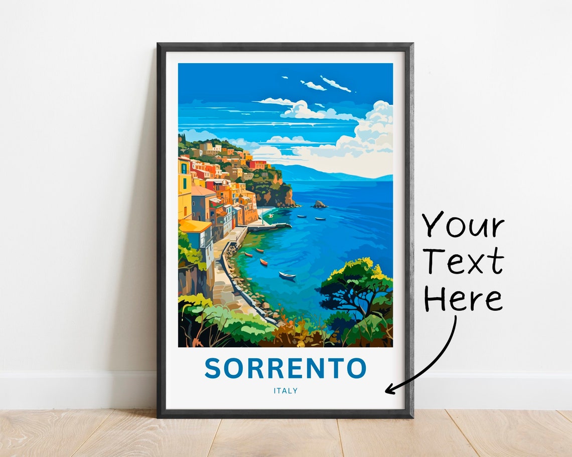 Sorrento Italy Customizable Text Harbor View Modern Travel Poster