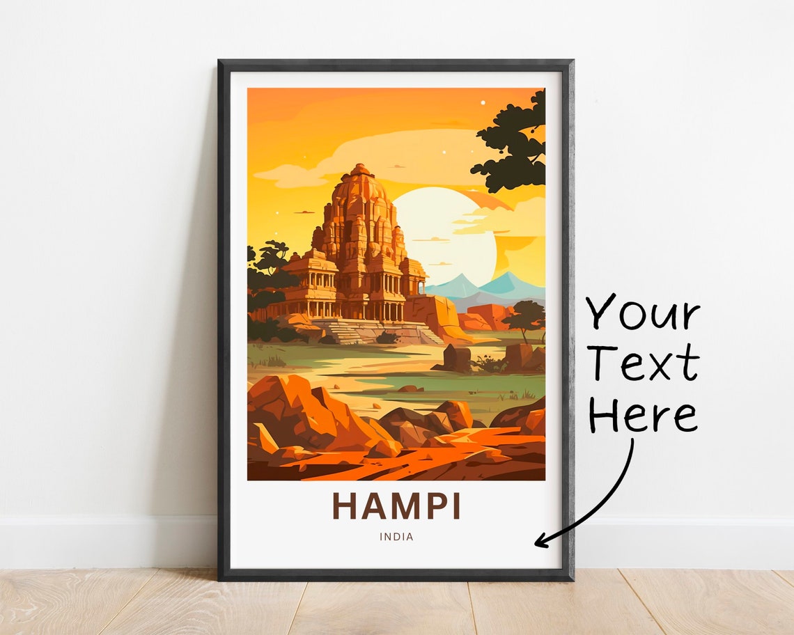 Hampi India Personalized Ancient Temple Golden Sunset Travel Poster