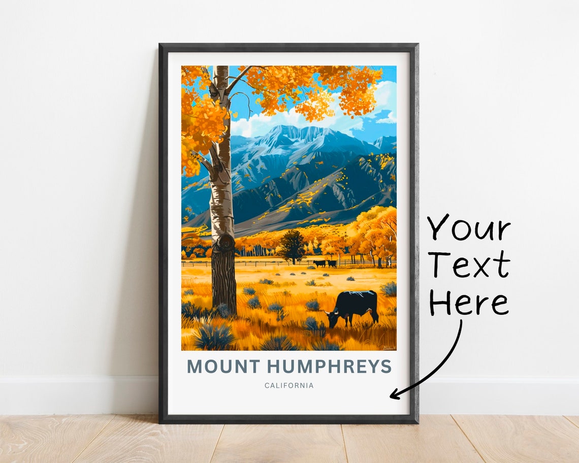 Mount Humphreys California Autumn Field Personalizable Travel Poster