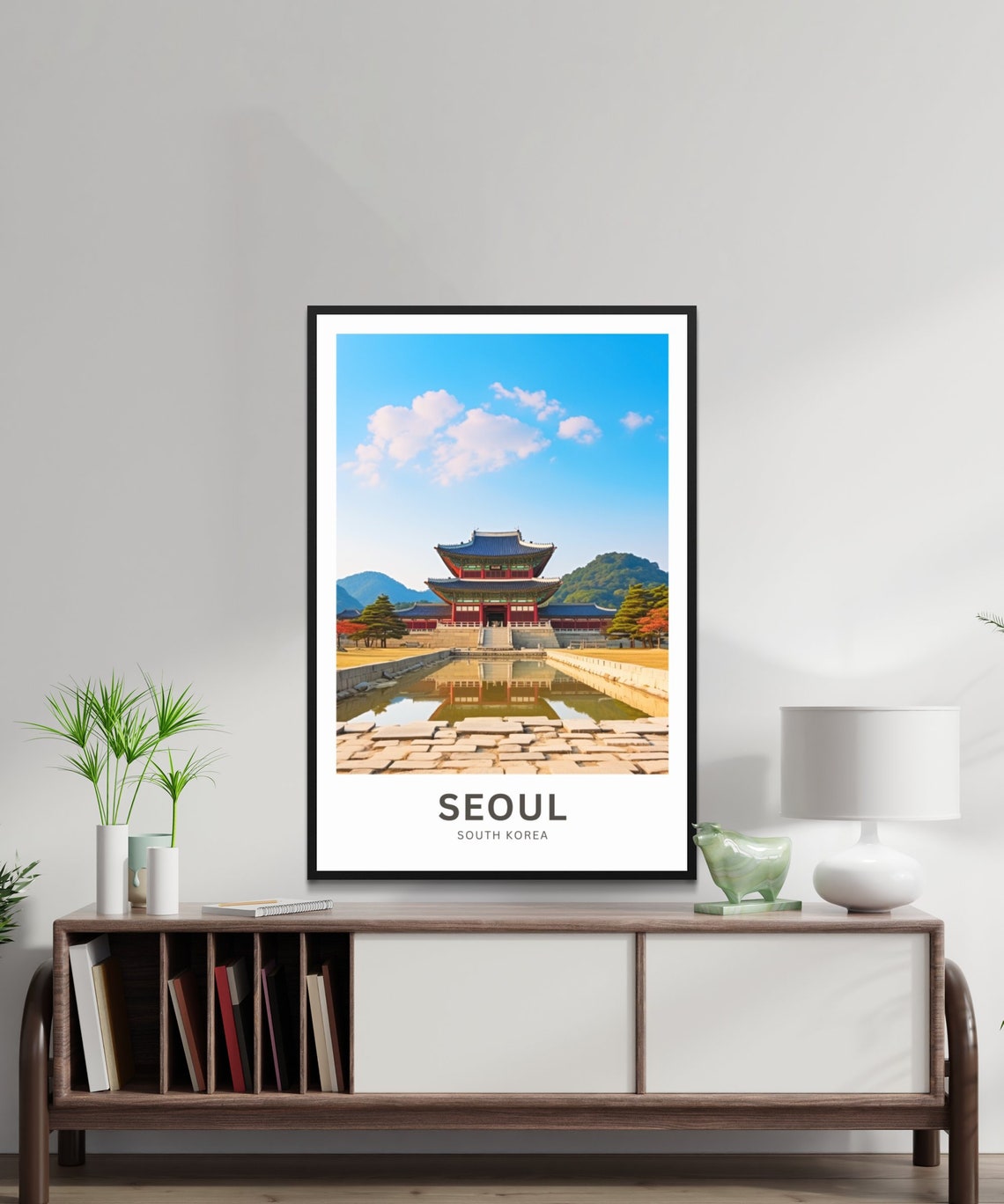 Seoul South Korea Royal Palace Gate Reflecting Pond Travel Poster - Image 2