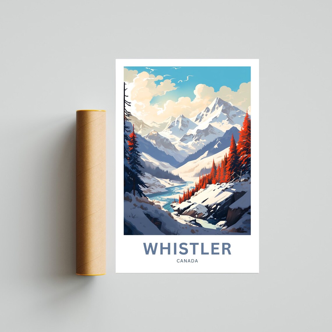 Whistler Canada Snowy Alpine Valley River Winter Scenic Poster - Image 4