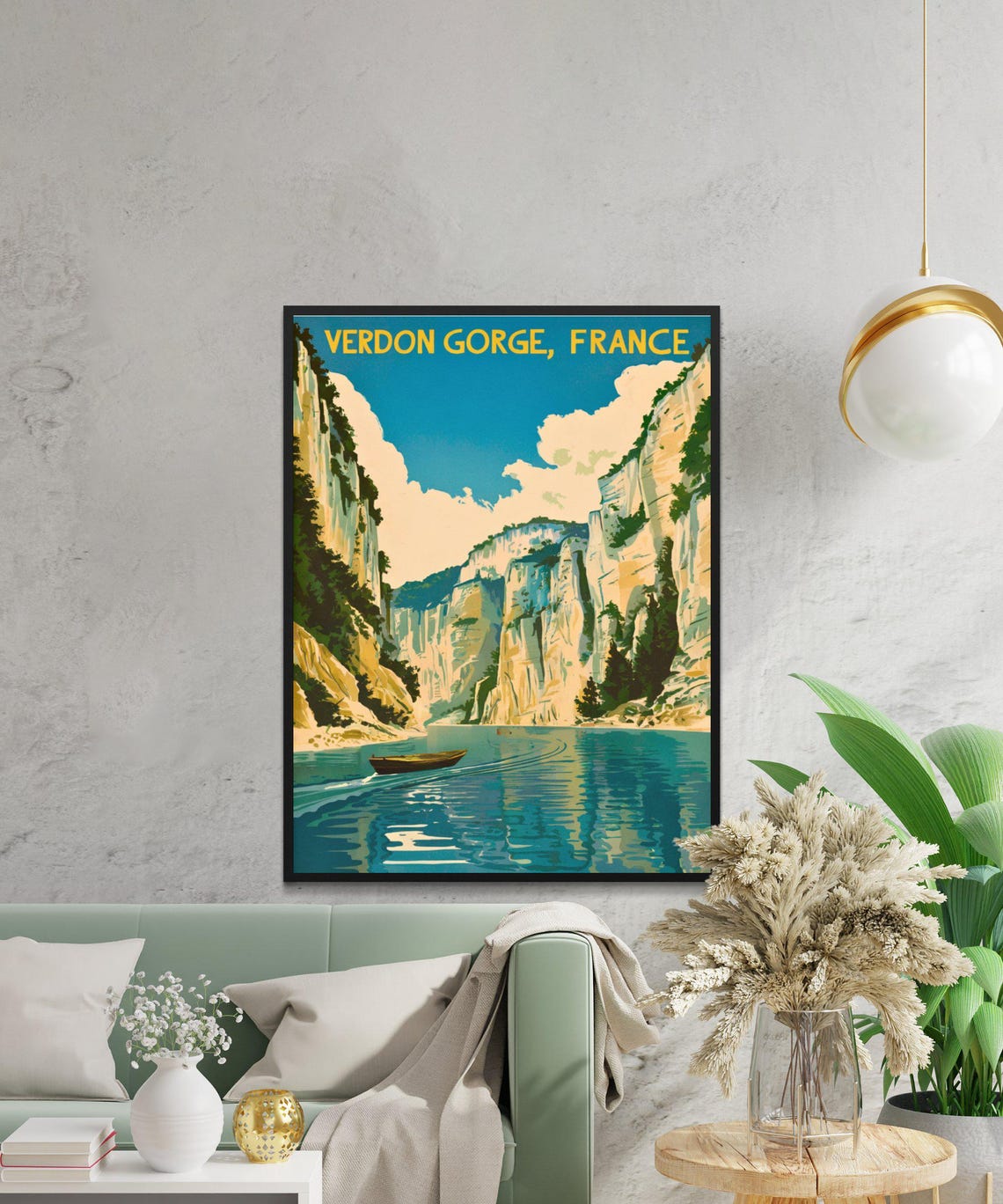 Verdon Gorge France Vintage Style Boat On The Gorge River Poster - Image 2