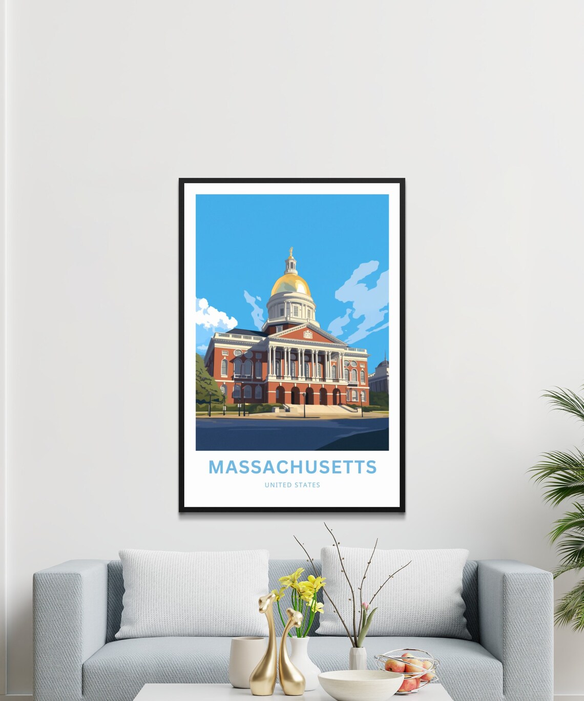 Massachusetts Golden Dome State House Personalized Travel Poster - Image 3