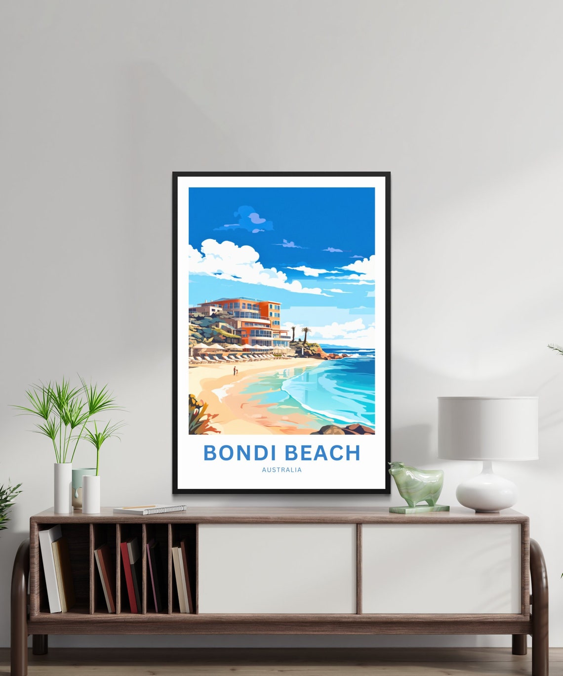 Bondi Beach Australia Hotel Poolside Terrace Custom Text Poster - Image 2